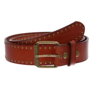 Genuine Vintage Retro Circle Studded Leather Belt - Brown Leather size 40
